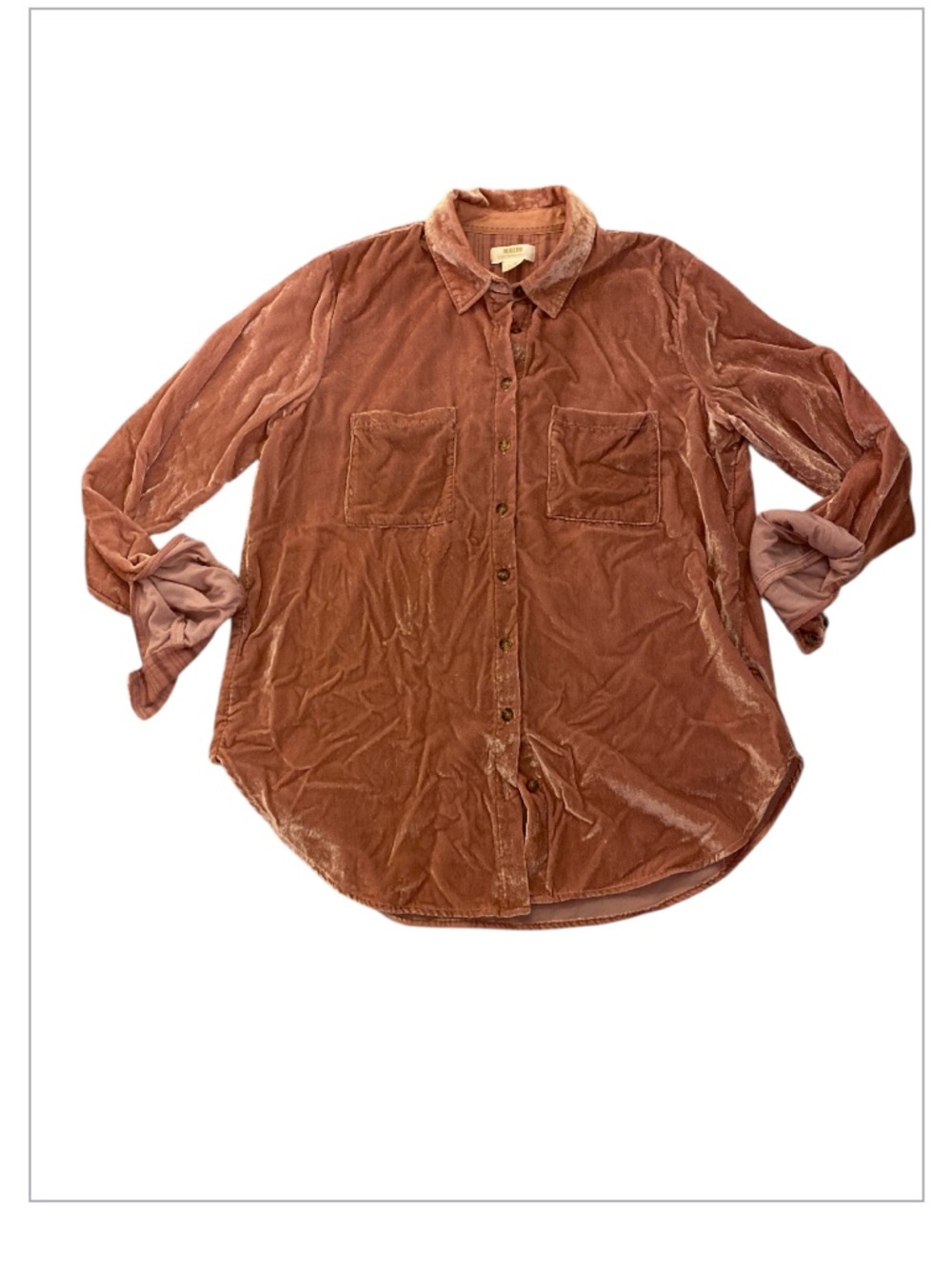 Maeve by Anthropologie Velvet Button-Up Shirt in Pink Size 8